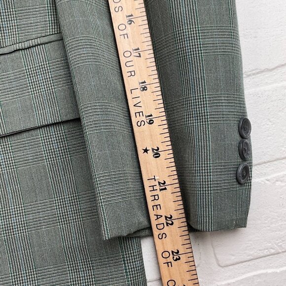 Unbranded Blazer Men 40 Black Teal‎ Blue Houndstooth Plaid Double Breasted VTG - Picture 8 of 11